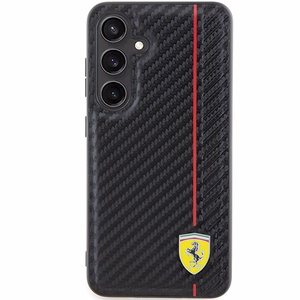 Ferrari Carbon Printed Line suojakuori Samsung Galaxy S24+:lle - musta