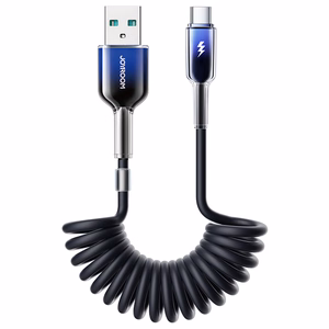Joyroom S-A43 Crystal-Clear Series 3A USB-A - USB-C kierrekaapeli 1,5m - musta
