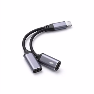 Adapteri AUX 2in1 Type C (uros) - Type C (naaras) / Type C (naaras) Blue Star musta [DAC] - lataus enint. 25 W