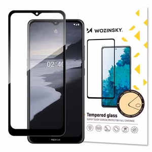 Wozinsky Full Glue Tempered Glass erittäin kestävä karkaistu, koko näytön peittävä näytönsuoja kehyksellä, suojakuoren kanssa yhteensopiva, Nokia 2.4:lle, musta
