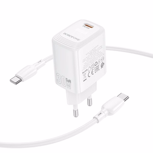 Borofone Wall charger BN28 Fuente - Type C - PD 30W with Type C to Type C cable white