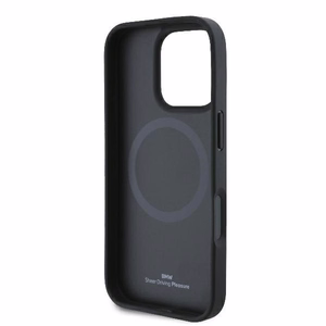 BMW Signature nahkainen puolikuviollinen ja Circle MagSafe Suojakuori iPhone 16 Pro:lle - musta
