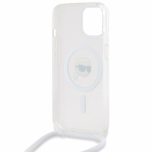 Karl Lagerfeld Crossbody IML Karl Head MagSafe suojakuori iPhone 15 / 14 / 13:lle - läpinäkyvä