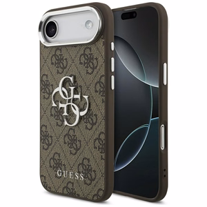 GUESS suojakuori iPhone 17 Air GUHCP17MP4G4SMCW (4G PU-nahkakuori isolla 4G- ja Classic-logolla sekä hopeisella metallikameran kehyksellä) ruskea