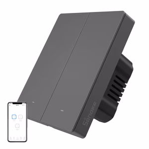 SONOFF M5-2C-80 älykäs Wi-Fi-seinäkytkin (2-kanavainen, kehykseen, grafiitti)