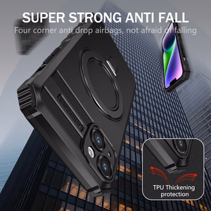 Tel Protect Armor MagSafe Metal Ring Suojakuori iPhone 15 Plus:lle musta