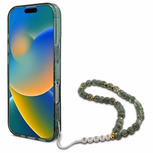 Guess IML Glitter With Pearl Strap MagSafe Suojakuori iPhone 16 Pro Max:lle - Vihreä