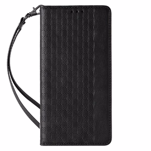 Magnet Strap Suojakuori Samsung Galaxy S23:lle lompakkokotelo minihihna jalusta musta