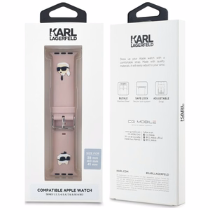Karl Lagerfeld Apple Watch 38/40/41mm Vaaleanpunainen Hihna 3D Kumi Karl & Choupette