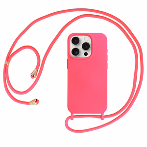 Strap Silicone Case for Iphone 15 Plus design 1 pink