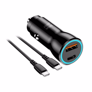 Car charger Blue Star (1xUSB-C; QC 3.0; 30W) + cable "USB-C(Type-C) to USB-C(Type-C)" black