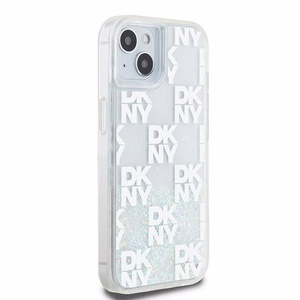 DKNY Liquid Glitter Multilogo Suojakuori iPhone 15 / 14 / 13:lle - valkoinen