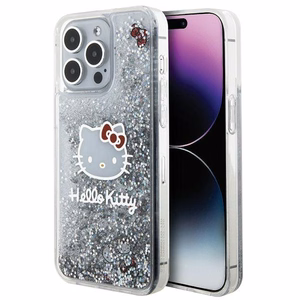 Hello Kitty Liquid Glitter Charms Kitty Head Suojakuori iPhone 15 Pro Max:lle - hopeinen