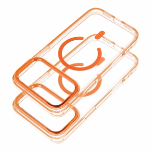 Case for iPhone 17 Frame Clear Hybrid Mag Cover compatible with MagSafe hermes orange