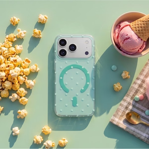 Bubble Dots Mag suojakuori iphone 15 6,1":lle, vihreä