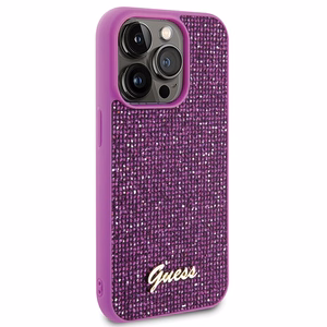 Guess Disco Metal Script Suojakuori iPhone 15 Pro:lle - vaaleanpunainen