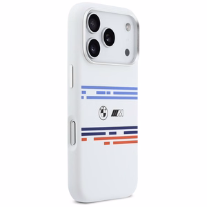 BMW M Silicon Horizontal Line MagSafe Suojakuori iPhone 17 Prolle - Valkoinen