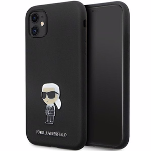 Karl Lagerfeld Suojakuori iPhone 11:lle KLHCN61SMHKNPK musta HC Silikoninen Ikonik Metal Pin