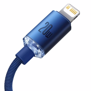 Baseus Crystal Shine USB-C - Lightning kaapeli 2 m 20W (sininen)