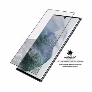 PanzerGlass E2E Microfracture antibakteerinen suojalasi Samsung Galaxy S22 Ultra - mustalla kehyksellä