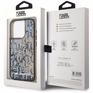 Karl Lagerfeld Liquide Glitter Monogram Gradient Suojakuori iPhone 15 Pro Max:lle - musta