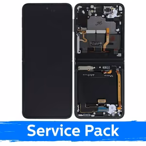 LCD Näyttö Samsung F711 Z Flip3 (sisäinen) kehyksellä / Phantom Musta / (Service Pack)