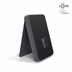 Speck StandyBank + ClickLock 5 000 mAh:n magneettinen varavirtalähde jalustalla, jopa 15 W:n langaton lataus, MagSafe-yhteensopiva, musta