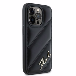 Karl Lagerfeld Diagonal Quilted Script Suojakuori iPhone 14 Pro:lle - musta