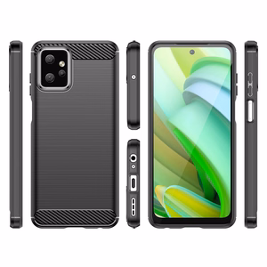 Carbon Case joustava silikoninen hiilikuitusuojakuori Motorola Moto G Power 2023:lle musta