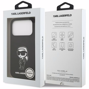 KARL LAGERFELD suojakuori iPhone 17 Pro MagSafe-yhteensopiva KLHMP17LSKIGROK (Silicone W/ KL Sketch & Logo) musta