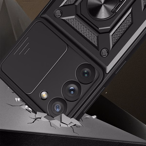 Hybrid Armor Camshield Suojakuori Samsung Galaxy S23+:lle panssaroitu kuori kamerasuojalla punainen