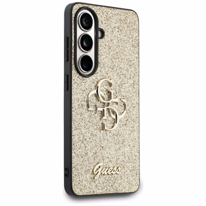 Guess Fixed Glitter Big 4G Metal Logo -suojakuori Samsung Galaxy S26:lle kultainen