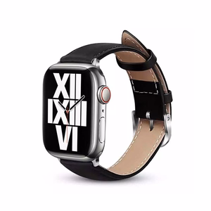 Crong Noble Band genuine-leather strap for Apple Watch 44 / 45 / 46 / 49 mm, Black Noir