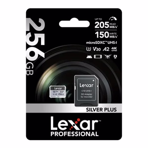 Lexar High-Performance Silver Plus microSDXC -muistikortti, 256 GB + sovitin