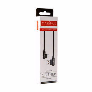 Kaapeli MX CORNER pikalataus Micro USB 2.4A/1M/ musta kulmamallinen