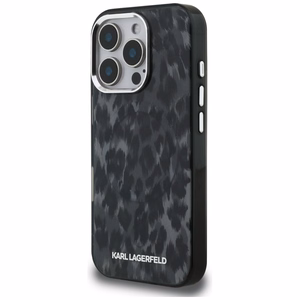 Karl Lagerfeld IML Leopard Pattern MagSafe Suojakuori iPhone 16 Pro Max - musta