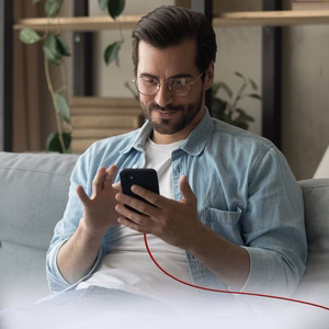 SBS TECABLETISSUETCCR USB-C - USB-C 1,5m 60W punottu kaapeli - punainen