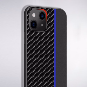Tel Protect CARBON Suojakuori Xiaomi Redmi Note 10/Note 10S/Poco M5S:lle musta sinisellä raidalla