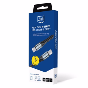 3mk Hyper Cable N-SERIES USB-C / USB-C 1m PD 3.0 QC 3.0 48V / 5A 240W - musta