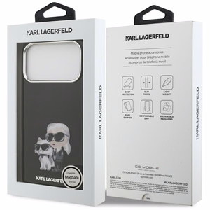 Karl Lagerfeld IML Aquarelle Karl & Choupette & Logo MagSafe Suojakuori iPhone 17 Pro:lle - musta
