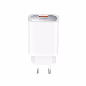 XO seinälaturi CE19 QC 18W 1x USB, valkoinen + USB-C-kaapeli