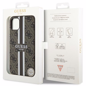 Guess GUHMN61P4RPSW iPhone 11 / Xr ruskea/ruskea suojakuori 4G Printed Stripes MagSafe