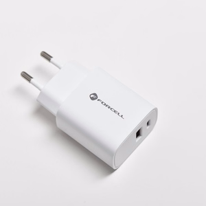 Puhelimen laturi Forcell F-Energy USB C + USB A QC4.0 PD 3A 30W TFK-TC-30WPD valkoinen