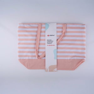 Alpina raidallinen rantalaukku, 49.3 × 16 × 34 cm, aprikoosi ja valkoinen