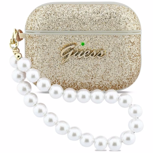 Guess Glitter Pearl Strap Suojakuori AirPods Pro 3:lle - Kultainen