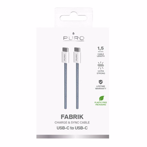 Puro Fabrik 60W USB-C - USB-C Kaapeli 1,5m - sininen