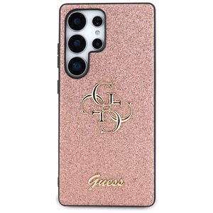 GUESS Fixed Glitter Big 4G Metal Logo Suojakuori Samsung Galaxy S25 Ultra Vaaleanpunainen