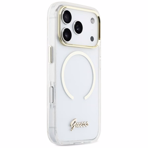 Guess IML Script Metal MagSafe Suojakuori iPhone 17 Pro:lle - Kirkas