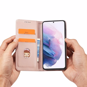Magneettikorttikotelo Samsung Galaxy S22 + (S22 Plus) Kotelo Lompakko Kortinhaltija Vaaleanpunainen