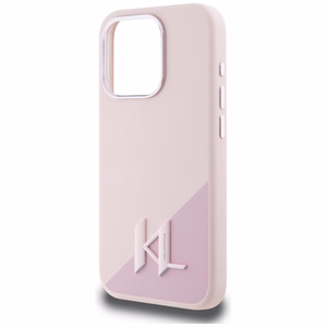 Karl Lagerfeld silikoninen Shadow Metal Initial MagSafe suojakuori iPhone 15 Pro Max:lle - vaaleanpunainen